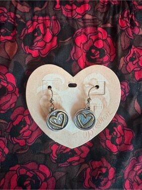 Brighton Silver-Tone Heart Dangle Earrings with Gold Accents